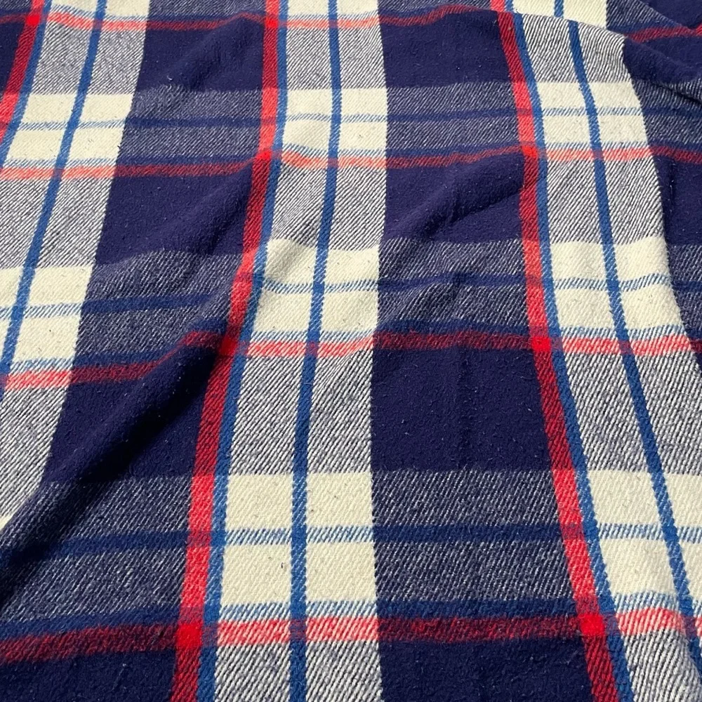 John Wanamaker Plaid Blue Red Ivory Made in Italy Vintage Blanket 53 X 72